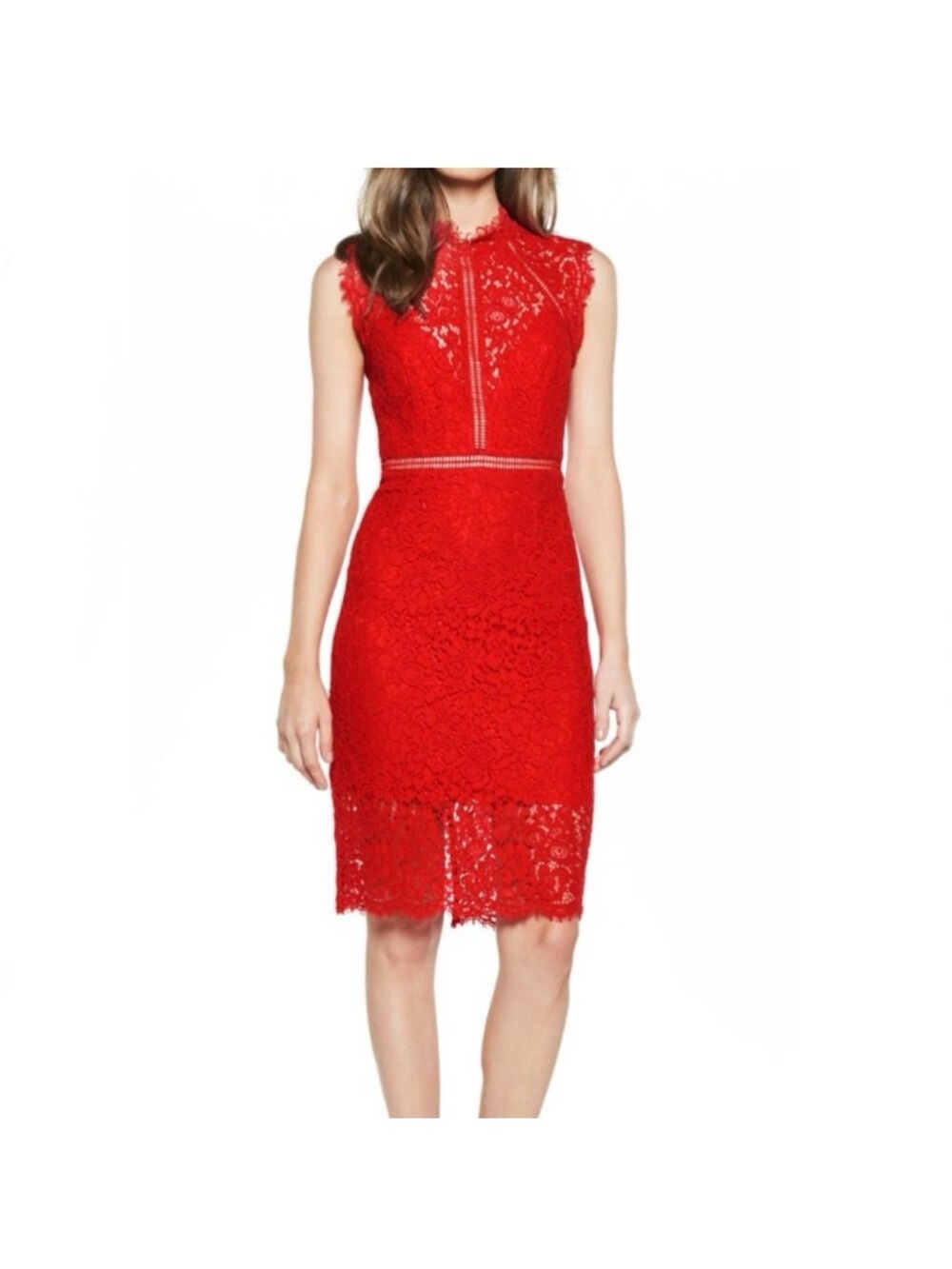 Bardot Lace Sheath Midi Cocktail Dress